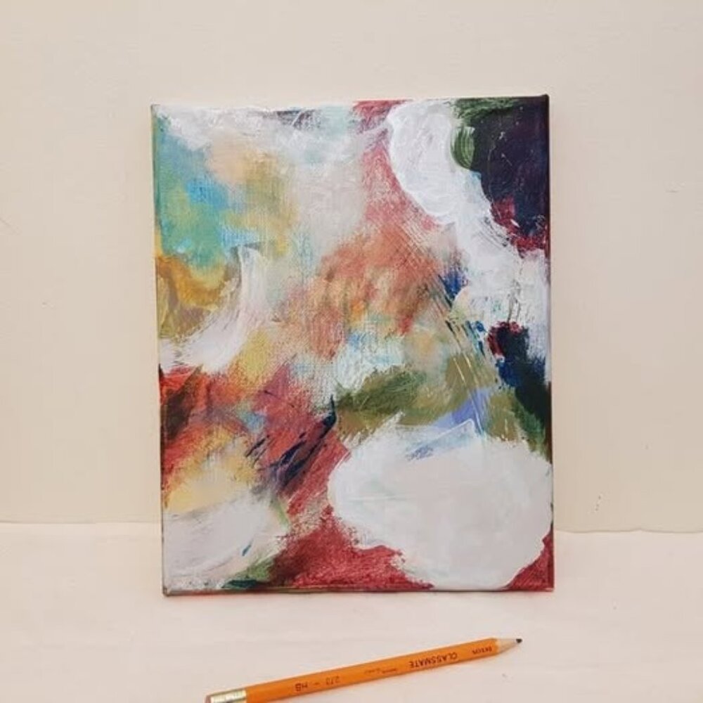 Local Artist Original intuitive abstract acrylic painting on canvas Size: 8 x 10